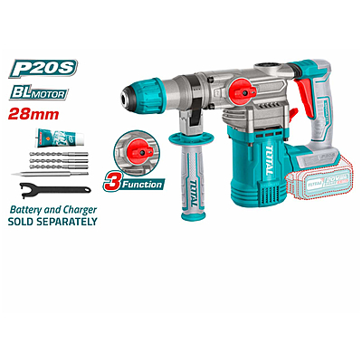 Total TRHLI20288 20V Industrial Lithium-Ion Rotary Hammer – High-Power Brushless Motor with SDS+ Chuck System Total TRHLI20288 20V Industrial Lithium-Ion Rotary Hammer – High-Power Brushless Motor with SDS+ Chuck System
