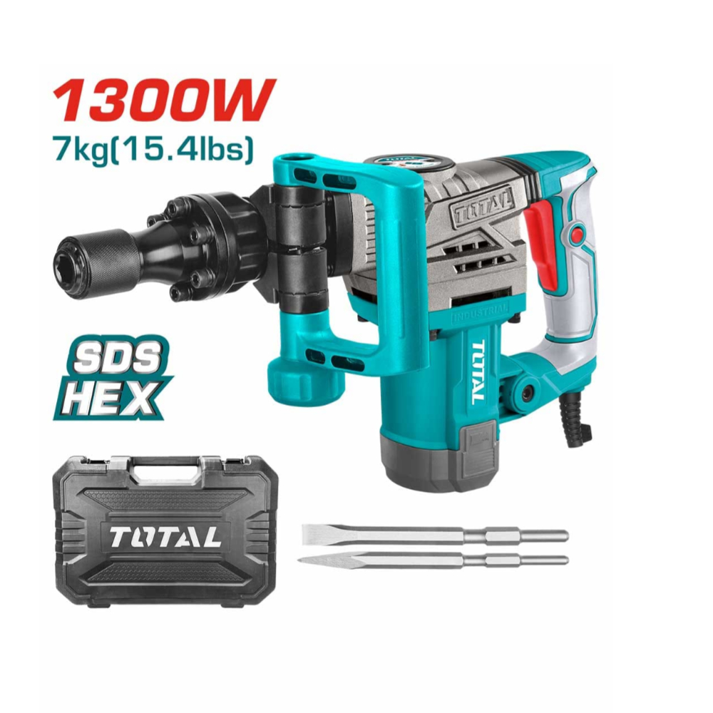 TH2130016 Demolition Breaker – Industrial SDS HEX Chuck, 1300W Demolition Hammer with Anti-Vibration System for Heavy-Duty Chiseling and Breaking Applications TH2130016 Demolition Breaker – Industrial SDS HEX Chuck, 1300W Demolition Hammer with Anti-Vibration System for Heavy-Duty Chiseling and Breaking Applications
