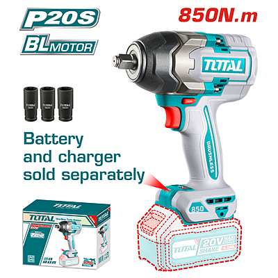 Total Cordless Impact Wrench with Brushless Motor – 850Nm | 1/2″ Drive – Battery & Charger Sold Separately (TIWLI20851) Total Cordless Impact Wrench with Brushless Motor – 850Nm | 1/2″ Drive – Battery & Charger Sold Separately (TIWLI20851)
