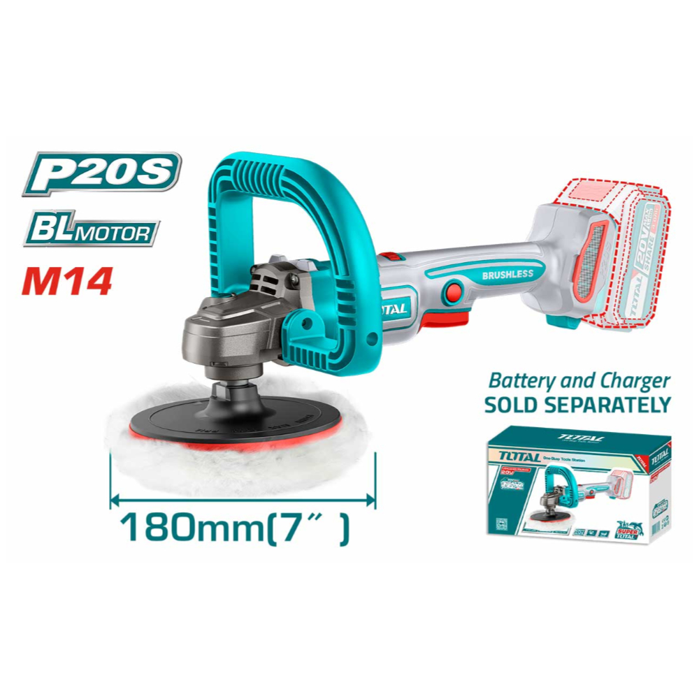 Total Lithium-Ion Polisher 20V - TAPLI2018 | Industrial-Grade Brushless Motor with Variable Speed Control for Ultimate Polishing Performance Total Lithium-Ion Polisher 20V - TAPLI2018 | Industrial-Grade Brushless Motor with Variable Speed Control for Ultimate Polishing Performance