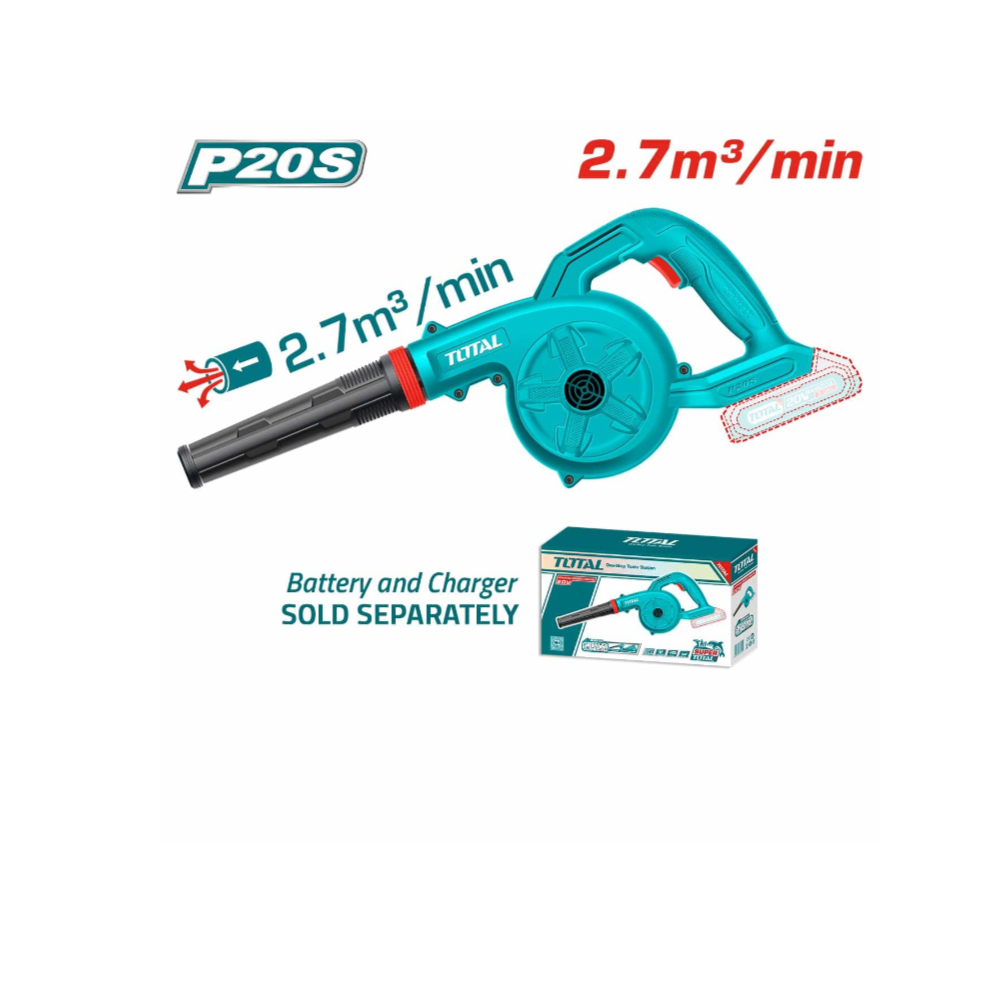 Total TABLI20028 Li-ion Blower – High-Powered Cordless Blower with Efficient Li-ion Battery for Powerful Airflow, Ideal for Outdoor Cleaning and Maintenance