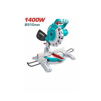Total TS42142107 Mitre Saw 1400W | 8 1/4" Blade with 45° Bevel and Mitre Cuts | High Precision Cutting with Extension Bars & Dust Bag | Ideal for Woodworking & Carpentry Projects Total TS42142107 Mitre Saw 1400W | 8 1/4" Blade with 45° Bevel and Mitre Cuts | High Precision Cutting with Extension Bars & Dust Bag | Ideal for Woodworking & Carpentry Projects