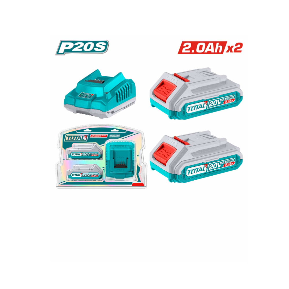 TFBCPK1222 Li-ion Battery & Charger Kit – Complete Power Solution for TOTAL P20S 20V Cordless Power Tools with Fast Charging and Extended Battery Life