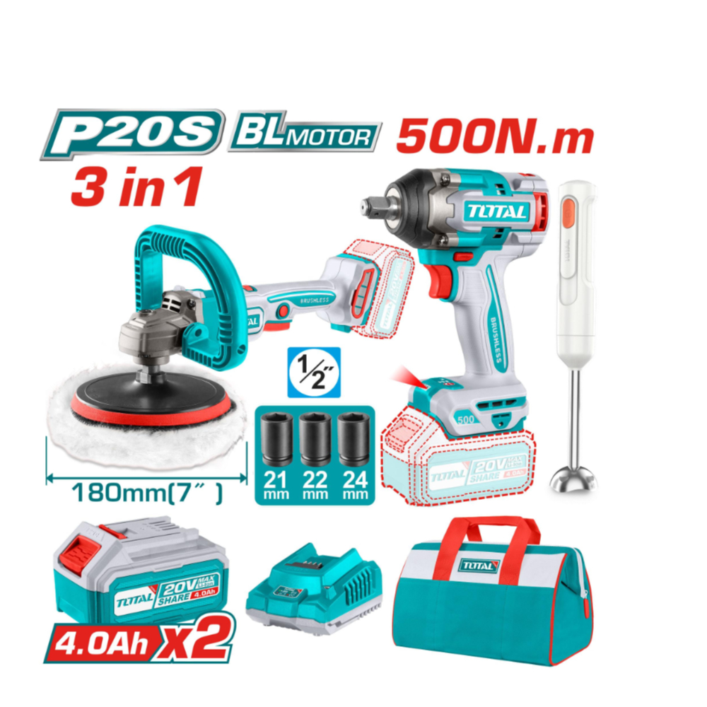 Total TOSLI240686 Cordless 3-Piece Combo Kit โ Powerful, Versatile, and Convenient for All Your DIY and Professional Projects Total TOSLI240686 Cordless 3-Piece Combo Kit โ Powerful, Versatile, and Convenient for All Your DIY and Professional Projects