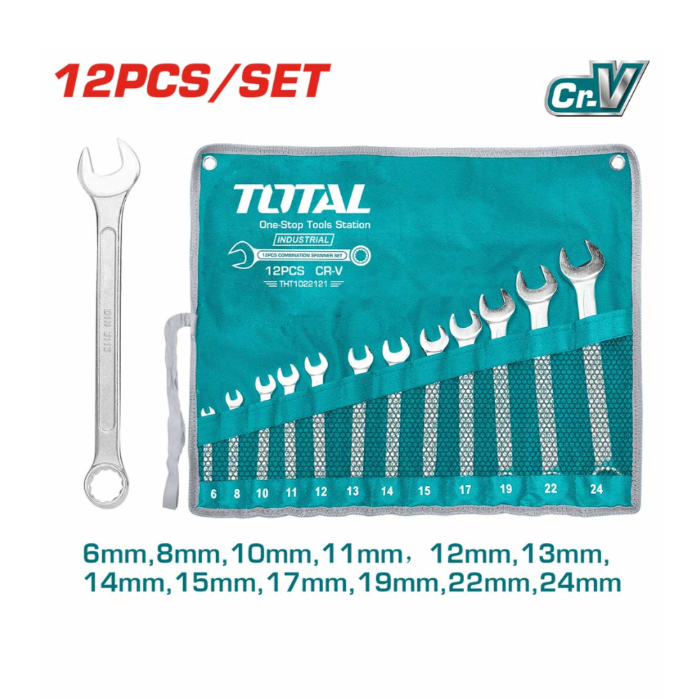 THT1022121 12-Piece Industrial-Grade Combination Spanner Set – Heavy-Duty Cr-V Steel for Precision & Durability THT1022121 12-Piece Industrial-Grade Combination Spanner Set – Heavy-Duty Cr-V Steel for Precision & Durability