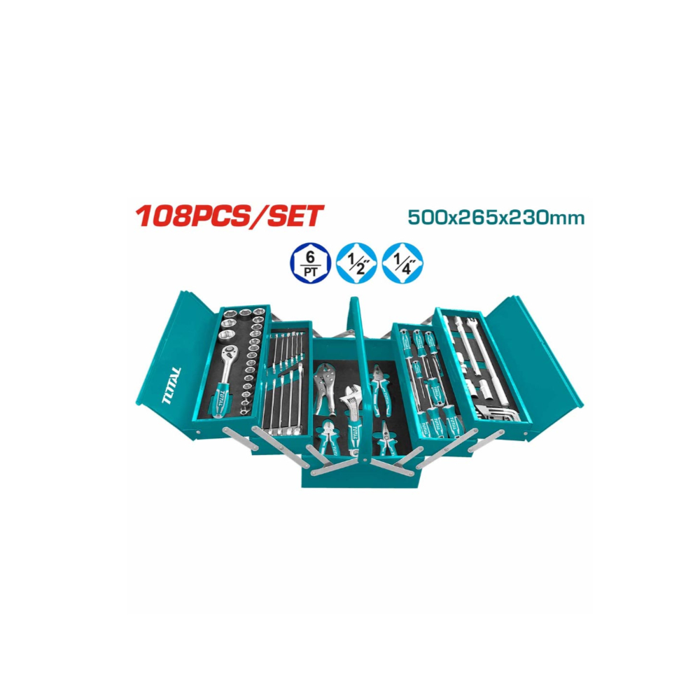 THTCS121081 108 Pcs Tool Chest Set – Comprehensive Socket & Wrench Set with Ratchet Wrenches, Extension Bars, Screwdriver Bits, and Spark Plug Sockets for Automotive, Mechanic, and DIY Use THTCS121081 108 Pcs Tool Chest Set – Comprehensive Socket & Wrench Set with Ratchet Wrenches, Extension Bars, Screwdriver Bits, and Spark Plug Sockets for Automotive, Mechanic, and DIY Use
