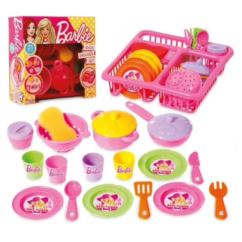The Dede Barbie Dish Rack Set 017531 is a vibrant and engaging playset designed to introduce children to the concepts of household chores through imaginative role-playing
