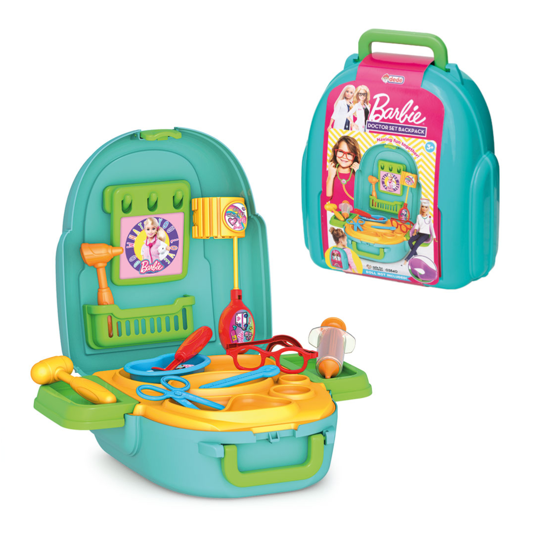 The Dede Barbie Doctor Set Backpack 3840 is an interactive and portable playset designed to inspire young minds through imaginative medical role-playing