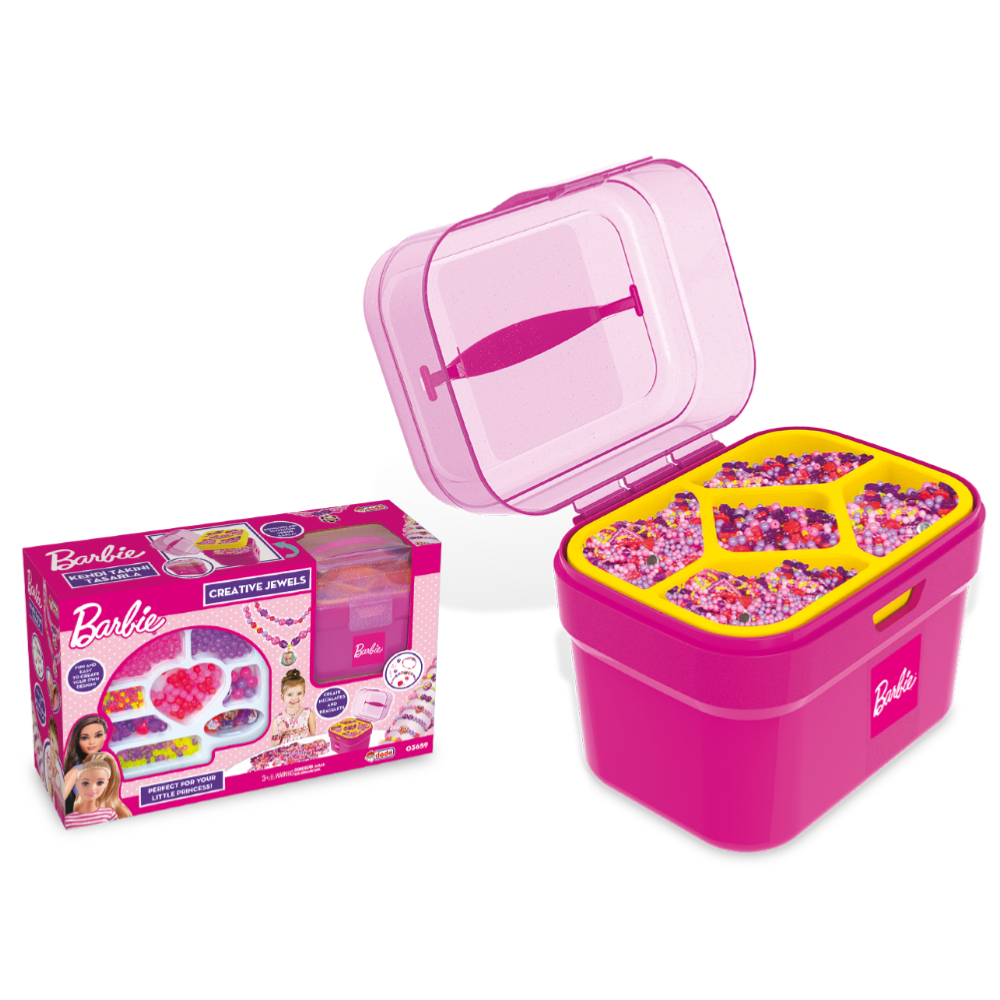 BARBIE BEAD SET WITH BASKET – 3659 | Ultimate DIY Jewelry Making Kit for Girls | Includes 500+ Colorful Beads, Charms, & Accessories
