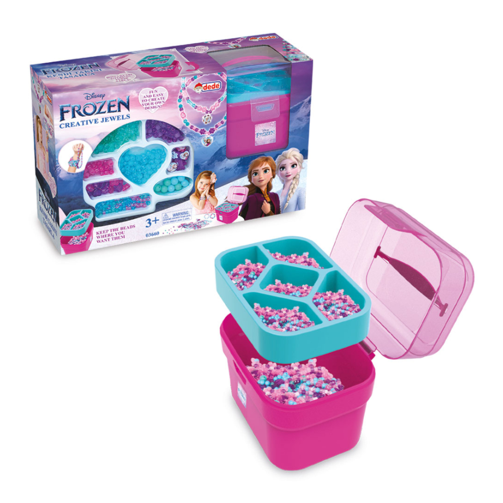FROZEN BEAD SET WITH BASKET – 3660 | DIY Jewelry Craft Kit for Girls | 500+ Colorful Beads, Charms, & Accessories Inspired by Disney’s Frozen