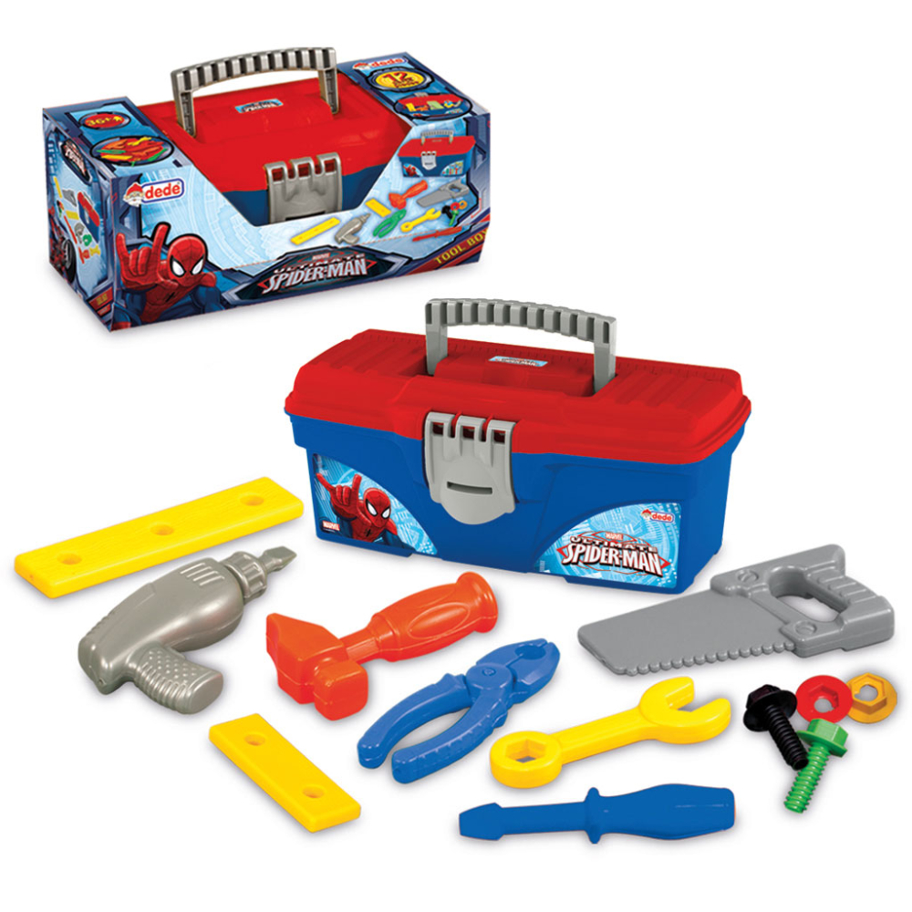 The Dede Spider-Man Handy Tool Box, model 3035, is an exciting and educational toy designed to captivate young minds and introduce them to the world of tools and construction