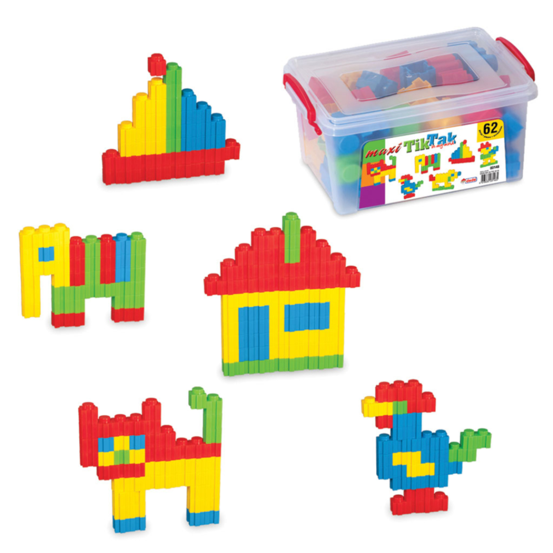 Maxi Tiktak Small Box 62 Pieces – Educational Interlocking Toy Set for Toddlers and Kids Model 3148