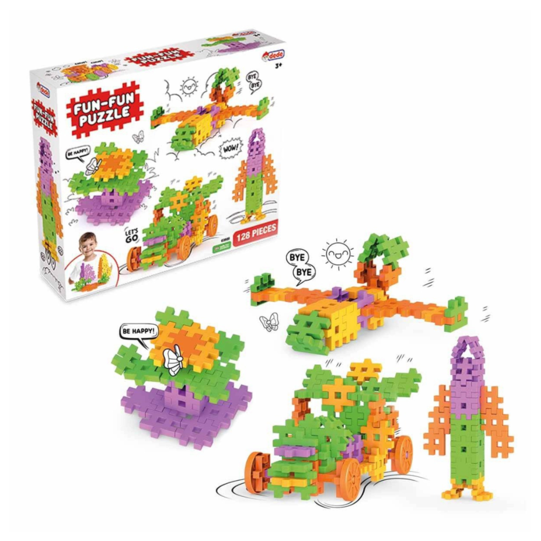 Fun Fun Puzzle 128 Pieces – Educational Puzzle Toy for Kids Model 3905 Colorful Interlocking Pieces for Cognitive Development