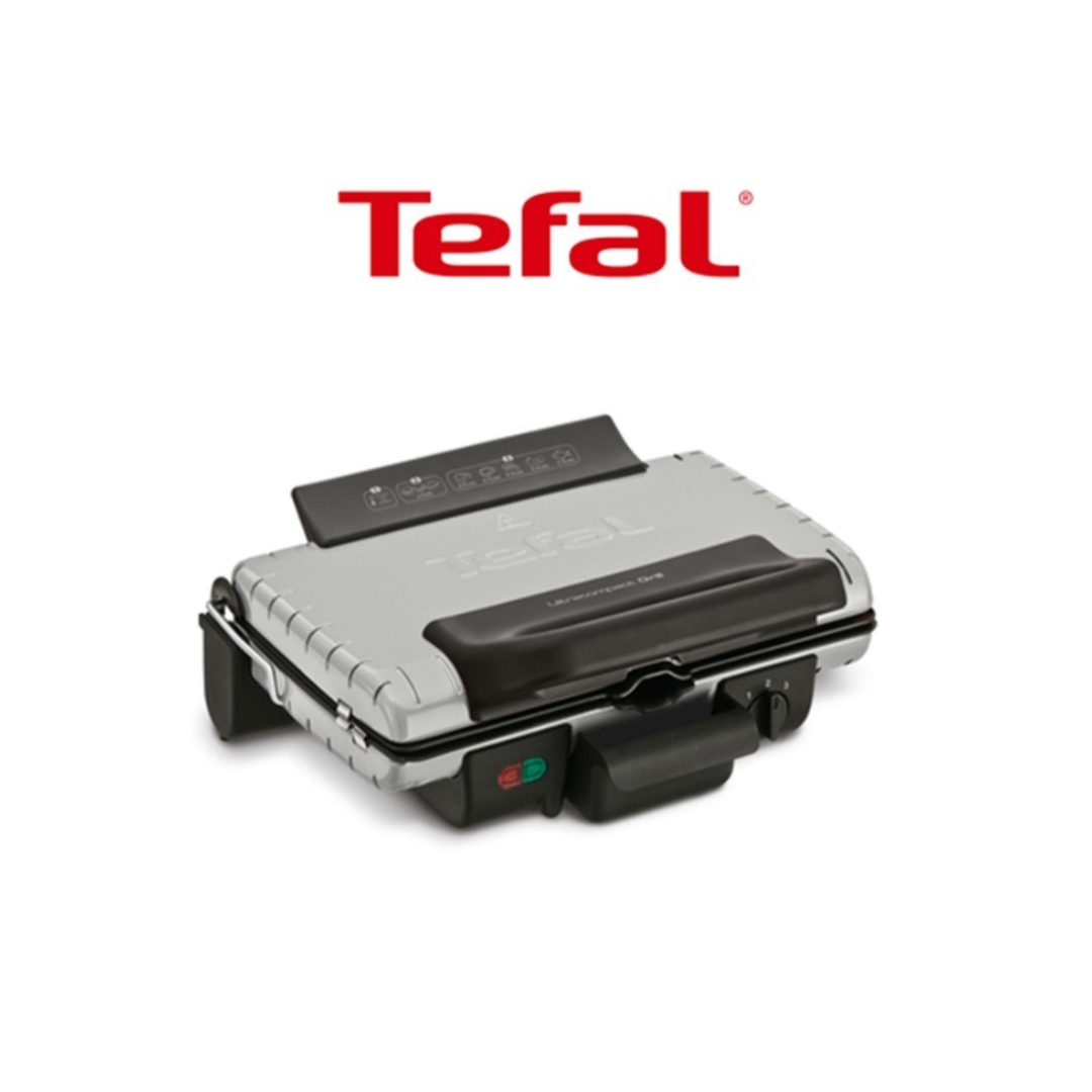Tefal Meat Grill Ultra Compact 1700W GC302B28 – Adjustable Hinge for Thickness Adaptability, Removable Dishwasher-Safe Non-Stick Coated Plates