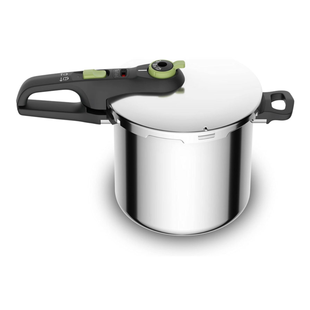 Tefal Pressure Cooker Secure Trendy 8 Liters P2584402 – Advanced Safety System, 2 Cooking Programs for Vegetables & Meat, Stainless Steel Construction