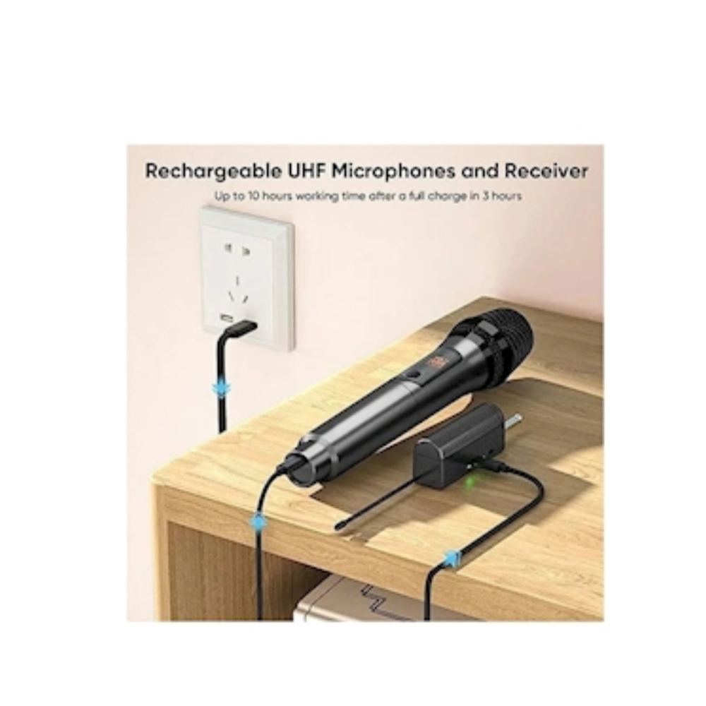 Wireless Rechargeable Microphone TTD-M10: High-Performance Cordless Microphone with Rechargeable Battery, Long-Range Connectivity, and Crystal-Clear Audio for Live Performances