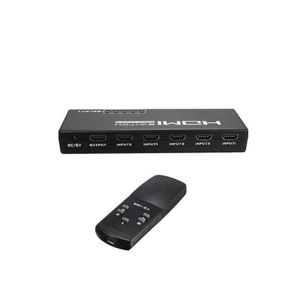 Hay-Tech HDMI Switch HDSW2 1×5 with Power: 5-Port HDMI Switcher with Remote Control, Supports 4K, 3D, and HD Audio, Ideal for Multiple HDMI Devices
