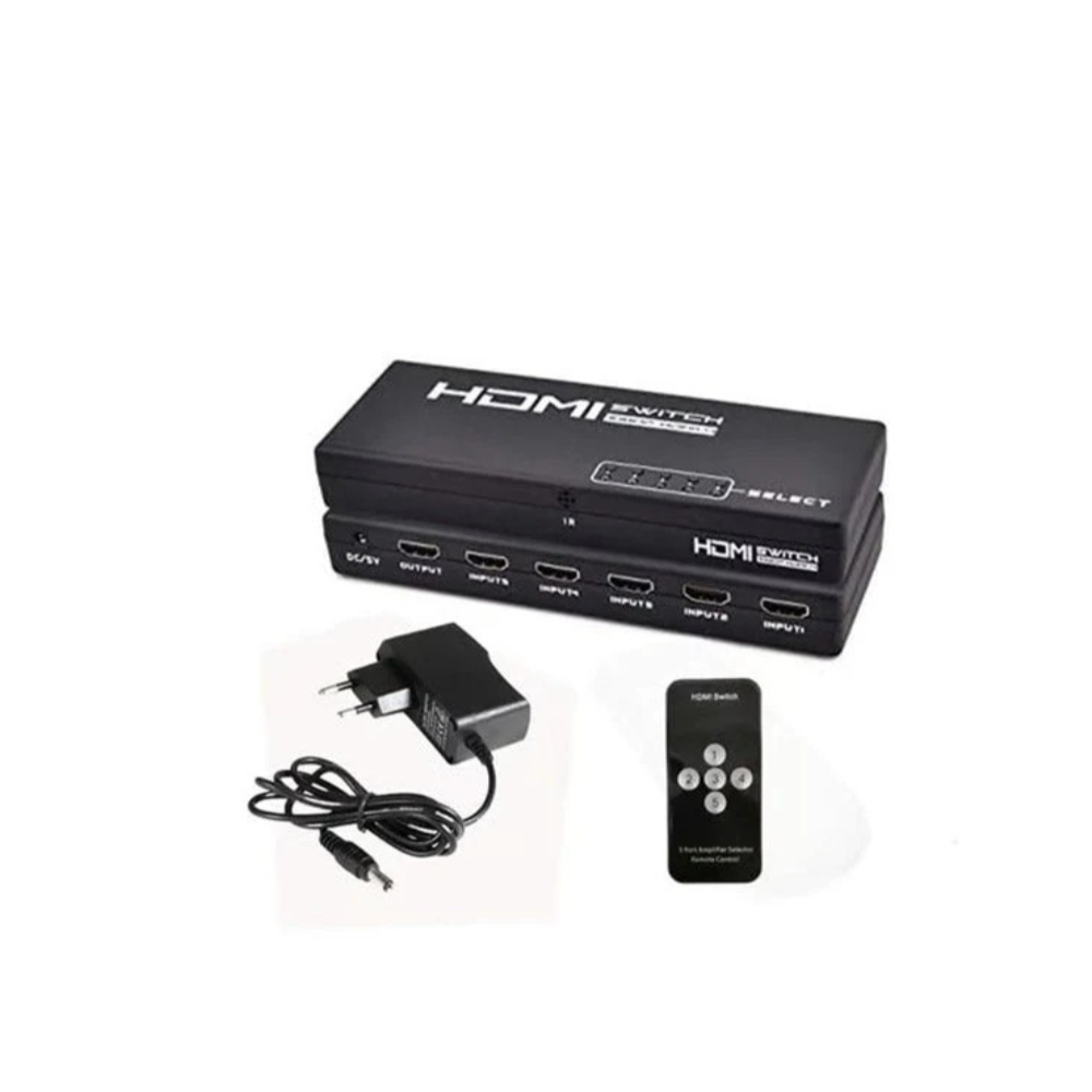 Hay-Tech HDMI Switch HDSW2 1×5 with Power: 5-Port HDMI Switcher with Remote Control, Supports 4K, 3D, and HD Audio, Ideal for Multiple HDMI Devices Hay-Tech HDMI Switch HDSW2 1×5 with Power: 5-Port HDMI Switcher with Remote Control, Supports 4K, 3D, and HD Audio, Ideal for Multiple HDMI Devices