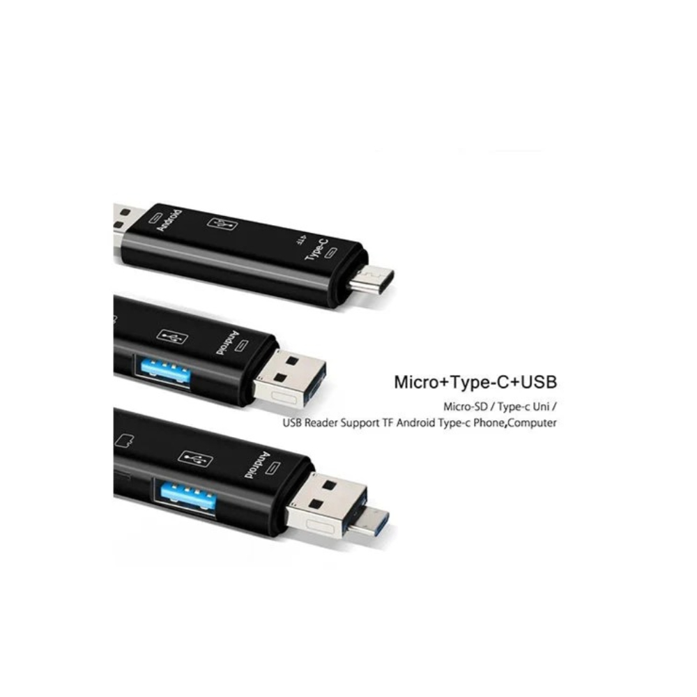Hay-Tech Card Reader Type-C/ USB/ Micro-USB CR3-D188: Multi-Function 3-in-1 Card Reader for USB, Type-C, and Micro-USB Devices with High-Speed Data Transfer and Broad Compatibility Hay-Tech Card Reader Type-C/ USB/ Micro-USB CR3-D188: Multi-Function 3-in-1 Card Reader for USB, Type-C, and Micro-USB Devices with High-Speed Data Transfer and Broad Compatibility