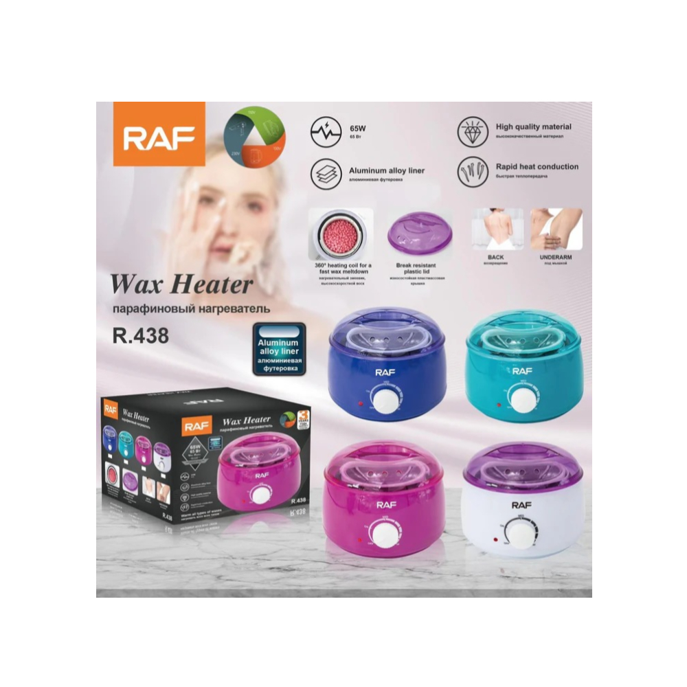 RAF Wax Heater R-438: Professional Waxing Warmer for Smooth and Efficient Hair Removal with Adjustable Temperature and Quick Heating, Ideal for Home and Salon Use