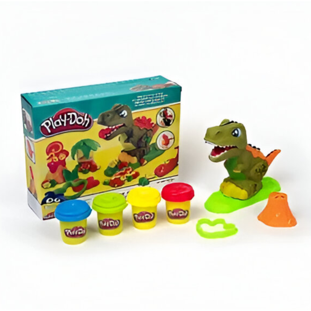 8686 Play-Dough Dinosaur Adventure Playset for Kids – T-Rex Volcano Jungle Theme with Molding Tools & 4 Colorful Dough Pots