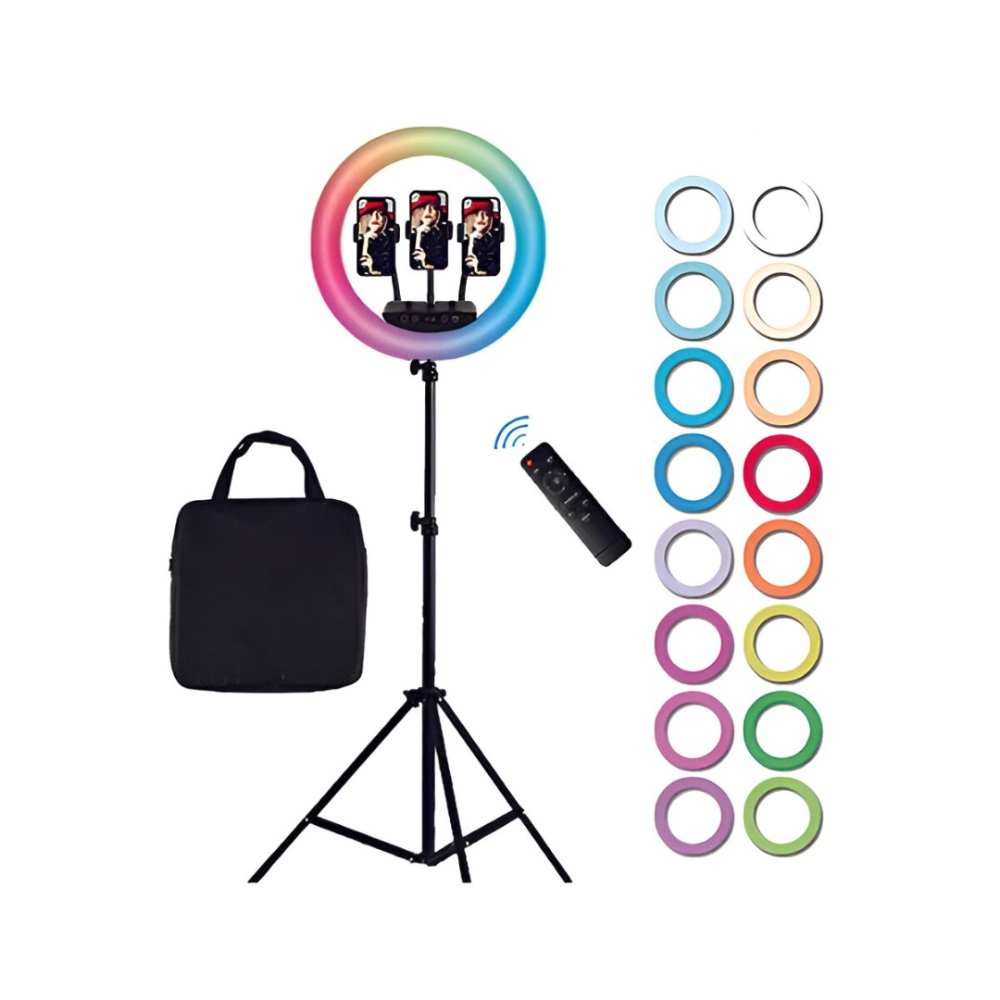 Conqueror 16-Inch 320RGB LED Ring Light with 1.6m Tripod Stand, Mobile Phone Holder, Dimmable Lighting, Remote Control & Carry Bag – Professional Video & Glamour Photography Lighting Kit Conqueror 16-Inch 320RGB LED Ring Light with 1.6m Tripod Stand, Mobile Phone Holder, Dimmable Lighting, Remote Control & Carry Bag – Professional Video & Glamour Photography Lighting Kit