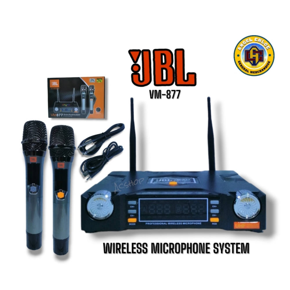 JBL VM-877 High-Quality UHF Dual Wireless Microphone System with Professional Receiver – 100 Channels, DSP Frequency Locking, 200–690MHz Frequency Range, 18650 Rechargeable Battery JBL VM-877 High-Quality UHF Dual Wireless Microphone System with Professional Receiver – 100 Channels, DSP Frequency Locking, 200–690MHz Frequency Range, 18650 Rechargeable Battery