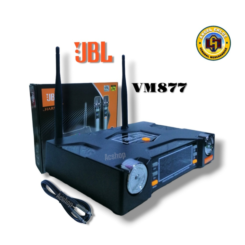 JBL VM-877 High-Quality UHF Dual Wireless Microphone System with Professional Receiver – 100 Channels, DSP Frequency Locking, 200–690MHz Frequency Range, 18650 Rechargeable Battery JBL VM-877 High-Quality UHF Dual Wireless Microphone System with Professional Receiver – 100 Channels, DSP Frequency Locking, 200–690MHz Frequency Range, 18650 Rechargeable Battery
