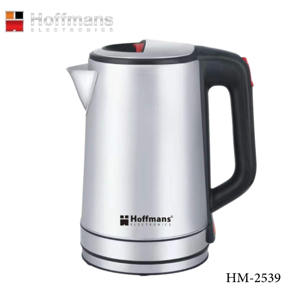 Hoffmans HM-2539 Electric Kettle – 2.3 Liter Capacity, 2000W Power, Cordless 360° Swivel Base, Automatic Shut-Off, Water Level Indicator, Stainless Steel Heating Element