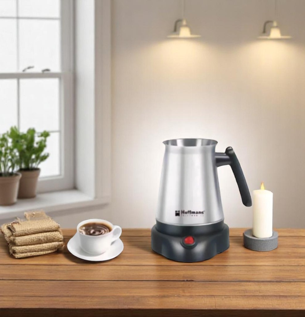 Hoffmans Coffee Maker HM-2590 – Electric Turkish Coffee Maker with 600W Power, 0.8L Capacity, Stainless Steel Body, Mechanical Control, and 360° Rotatable Base – Elegant