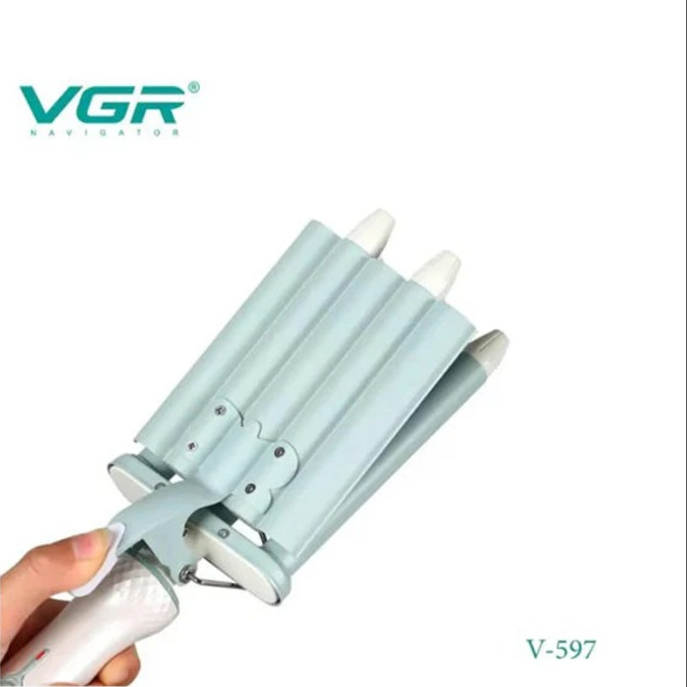 VGR V-595 Professional Electric Hair Curler 3-Barrel Ceramic Coated Hair Waver with Max 220°C Heat Adjustable Temperature Settings Lightweight
