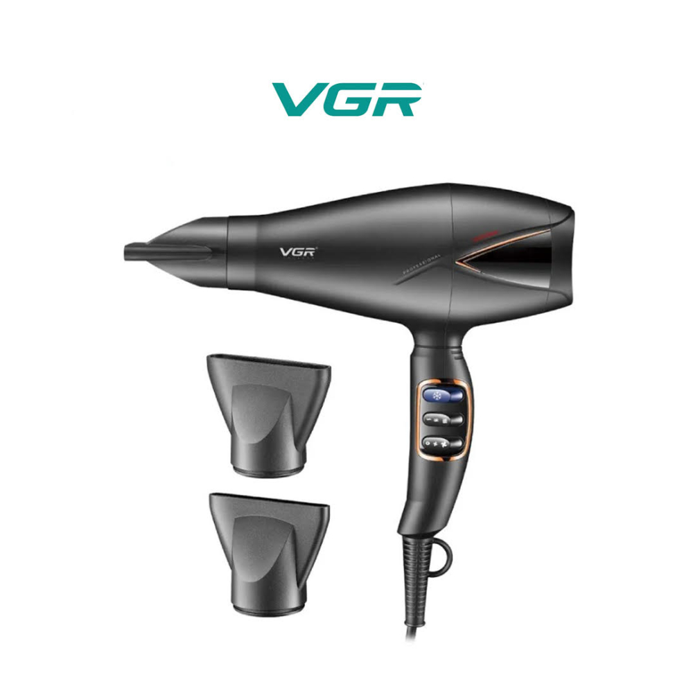 VGR V-467 Professional Electric Hooded Hair Dryer Powerful 1800-2200W AC Motor Foldable Salon Hair Styling Equipment with Ionic Technology 3-Speed Function Black