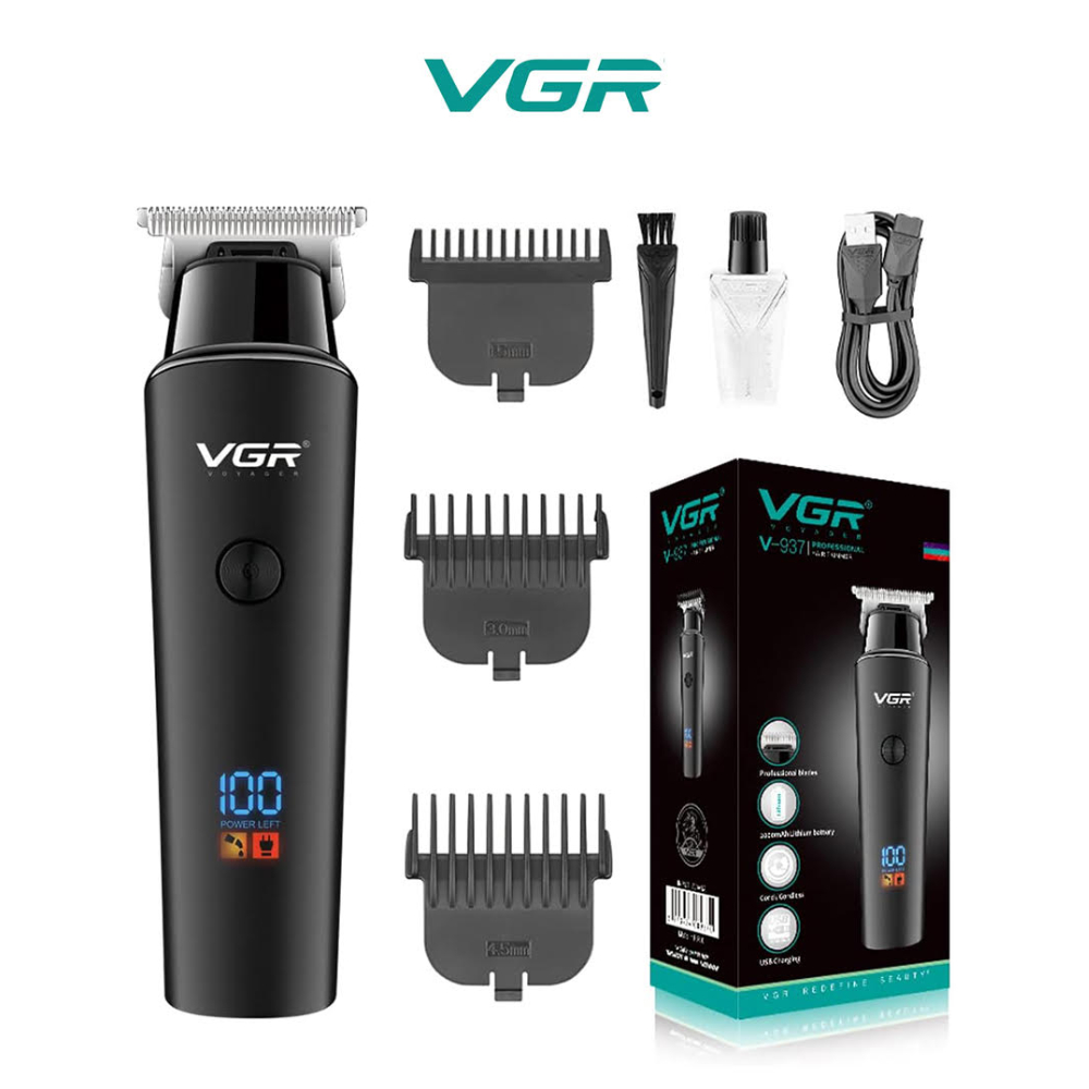 VGR V-937 Professional Cordless Rechargeable Hair Trimmer for Men LED Display USB Charging Self-Sharpening Stainless Steel Blades 3 Guide Combs (1.5mm, 3mm, 4.5mm) VGR V-937 Professional Cordless Rechargeable Hair Trimmer for Men LED Display USB Charging Self-Sharpening Stainless Steel Blades 3 Guide Combs (1.5mm, 3mm, 4.5mm)