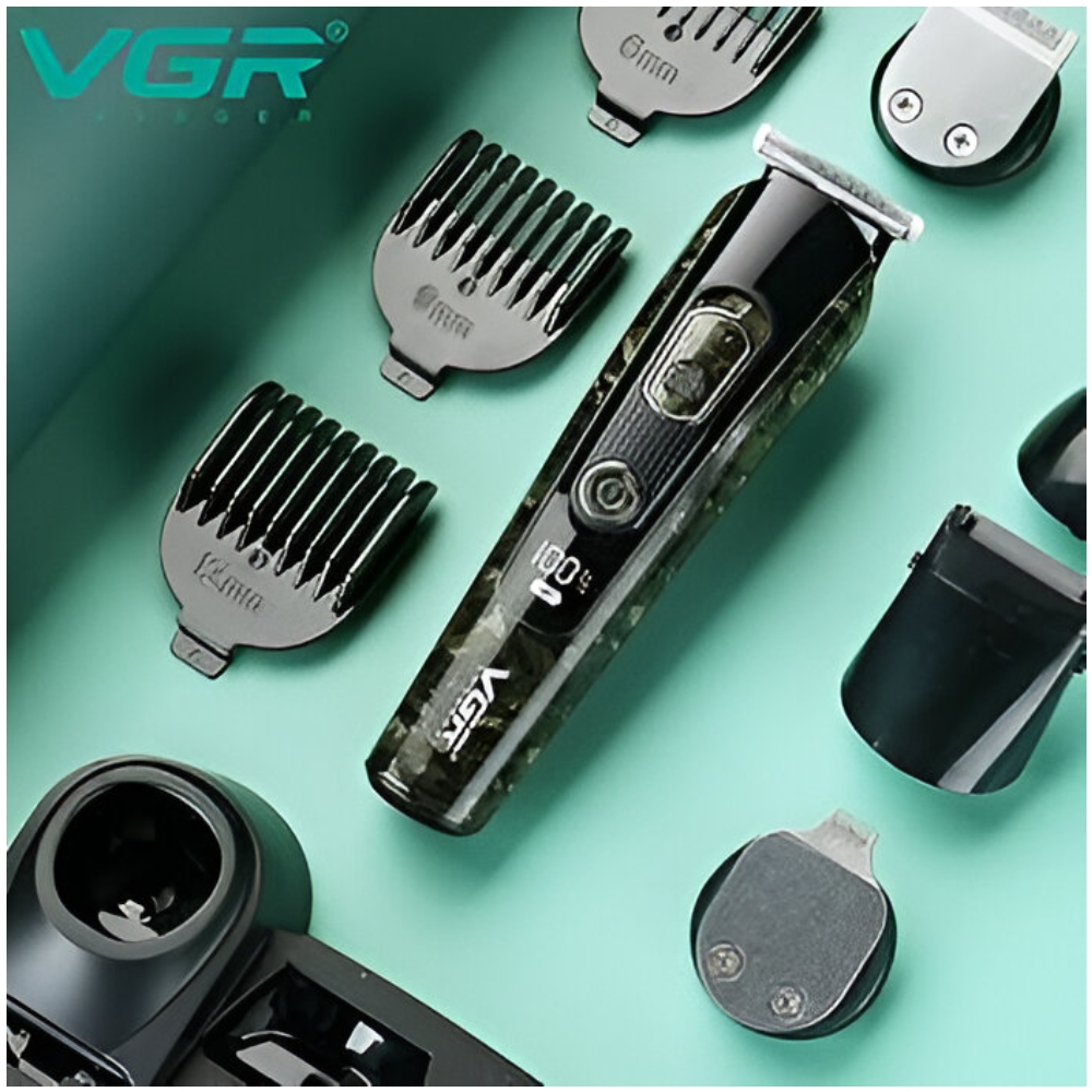 VGR V-102 Camouflage Edition Professional Grooming Kit for Men | Corded & Cordless Operation | Multipurpose Hair Clipper with Full Grooming Set: Beard, Nose, Precision, Shaver, & Design Trimmer