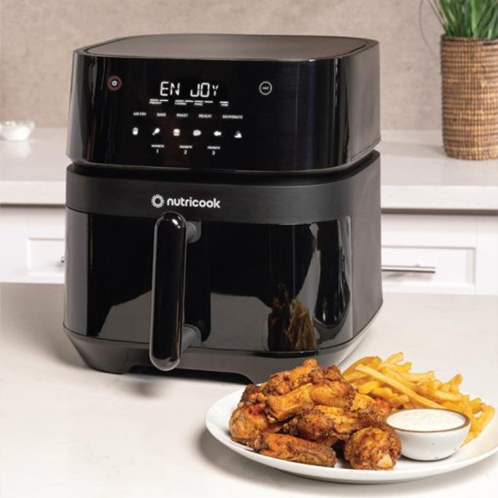 Nutricook 5.7L Air Fryer 3 Vision, Smart Digital Air Fryer with Transparent Viewing Window, Rapid Air Circulation Technology, Large Family-Sized Capacity, Adjustable Temperature & Timer Nutricook 5.7L Air Fryer 3 Vision, Smart Digital Air Fryer with Transparent Viewing Window, Rapid Air Circulation Technology, Large Family-Sized Capacity, Adjustable Temperature & Timer
