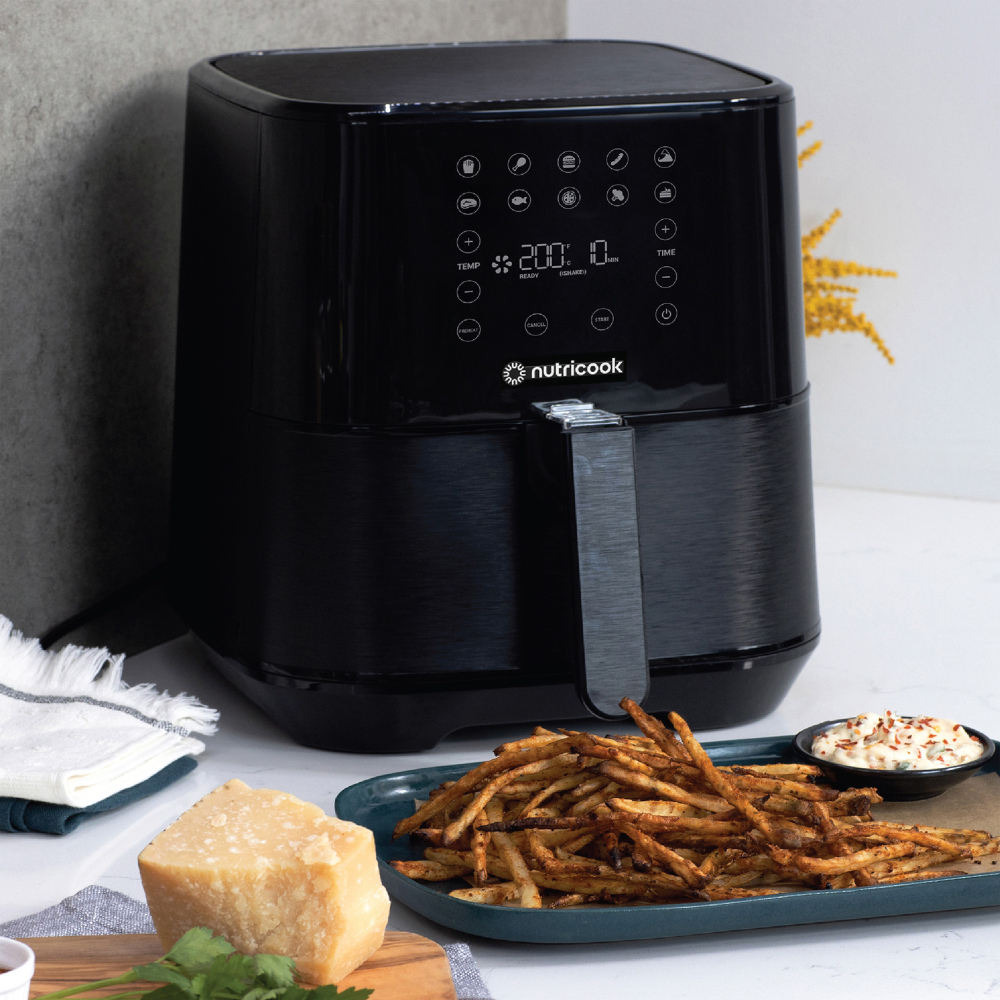 Nutricook 5.5L Air Fryer 2, High-Performance Digital Air Fryer with Rapid Air Circulation Technology, Adjustable Temperature & Timer, Easy-to-Clean Non-Stick Basket, Sleek Black Design