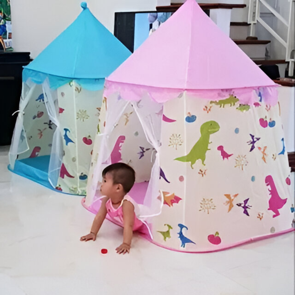 Dinosaur Yurt Pop-Up Play Tent for Kids – Portable Folding Tent with Reinforcement Poles, Carrying Case & Pop-Up Feature – Indoor/Outdoor Playhouse for Ages 3-12 – 120x100x120cm PINK