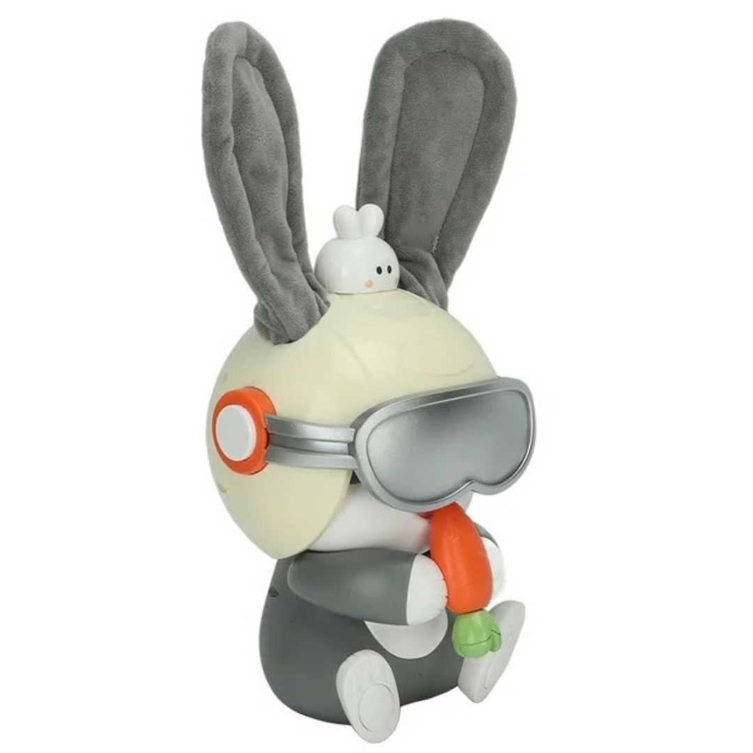 Electric Bunny Robot 6266 – Interactive Talking & Dancing Toy with Voice Repetition, Dynamic Music, Flashing Lights Gray Color Fun Educational Robot for Kids ABS Plastic Battery Operated Age:3+