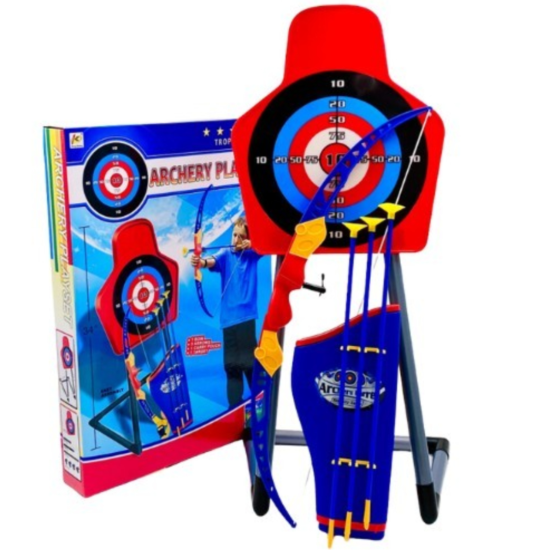 Bow and Arrow Set for Kids 6310 – Realistic Archery Toy with 1 Bow, 3 Safe Arrows, Carry Pouch & Target Board ABS Plastic Lightweight & Safe Outdoor/Indoor Archery Game