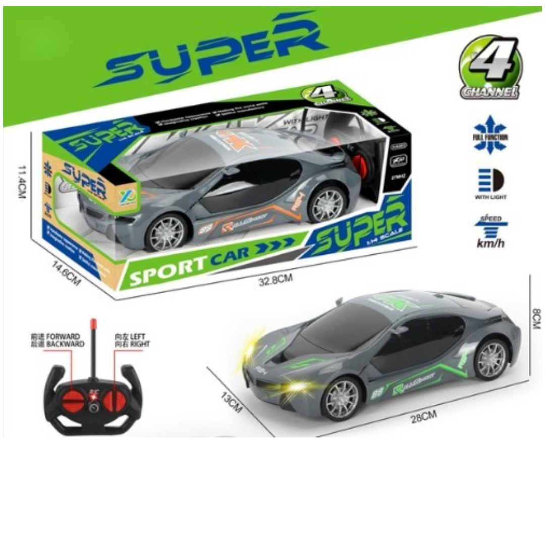 SUPER BMW 18 Remote Control Racing Car 6224 – High-Speed Rechargeable RC Sports Car for Kids 2.4GHz Remote Controller, USB Charging Cable, Gray Color Realistic Design, 13x28x8 cm