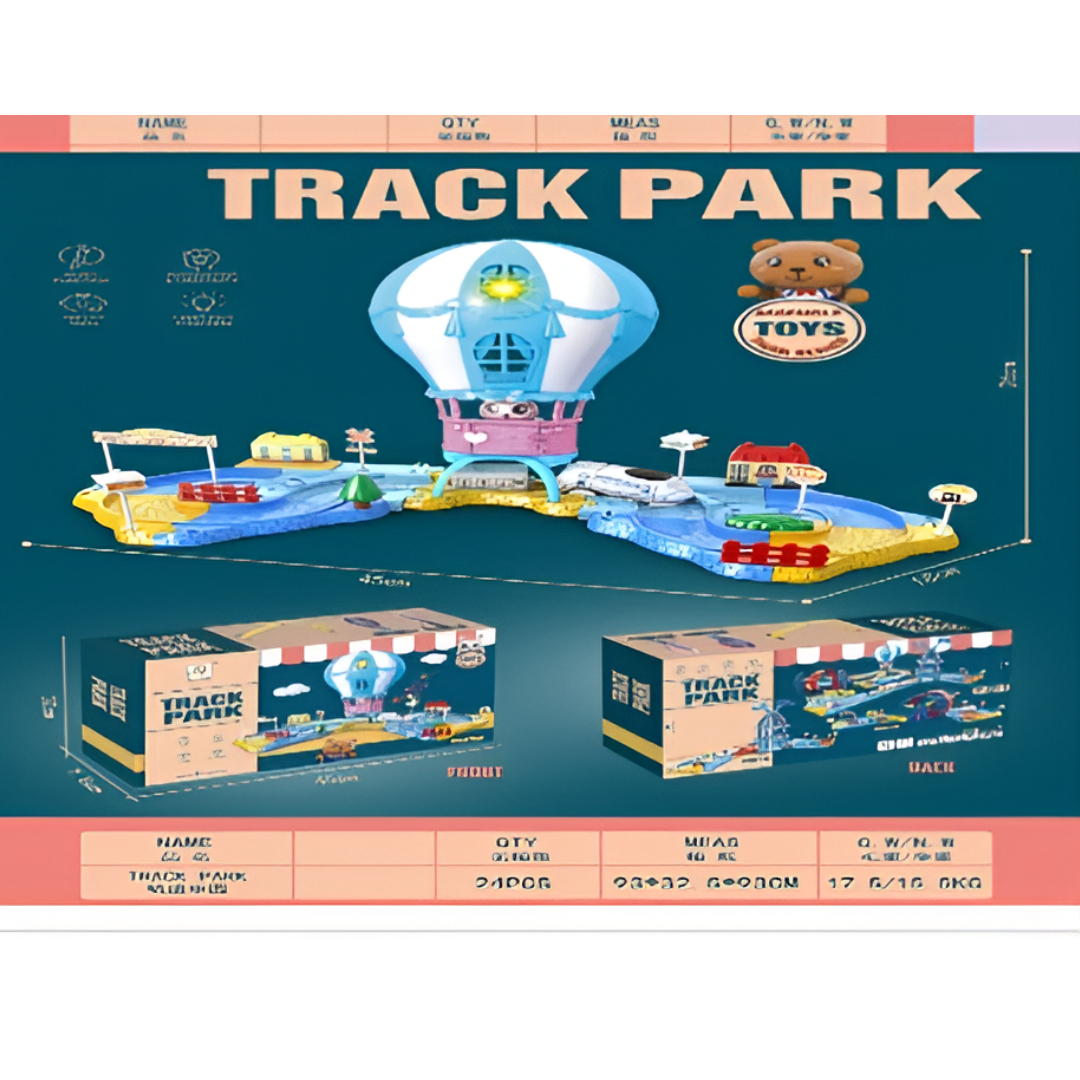 Track Park 6259 – 3-in-1 Interactive Assembly Toy Set with Lights & Music Safe Educational Racing Track Playset for Kids DIY Track Construction with Sound & Lamplight Features Size: 45x18x26 cm