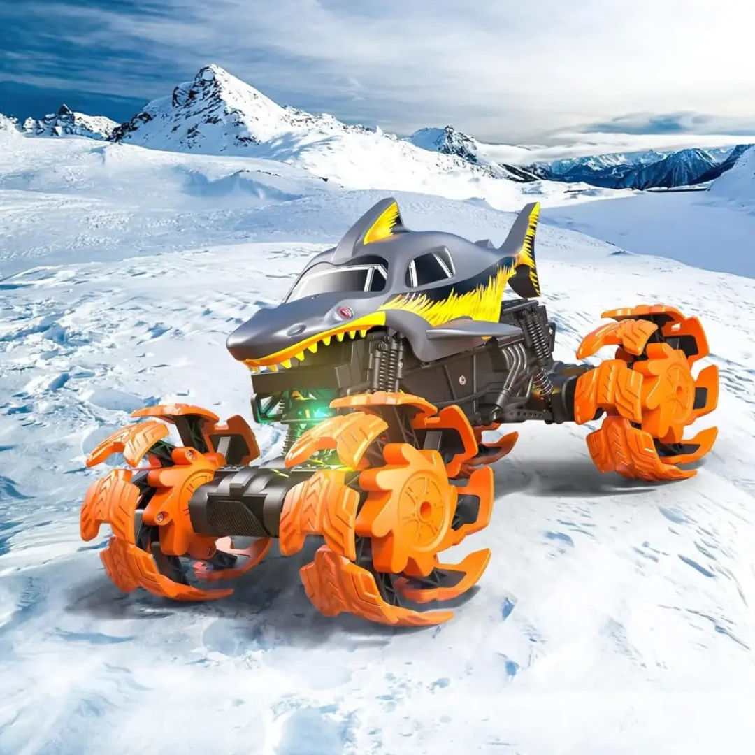 TOYS Hark Vehicle 6225 – Wind Fire Shark Off-Road RC Car with 360° Drift Stunt, Gesture Sensor, Dual Remote Control, Explosiod 4WD Wheels & Shock Absorbers 2.4G Power Gray & Orange Ages 2+ TOYS Hark Vehicle 6225 – Wind Fire Shark Off-Road RC Car with 360° Drift Stunt, Gesture Sensor, Dual Remote Control, Explosiod 4WD Wheels & Shock Absorbers 2.4G Power Gray & Orange Ages 2+