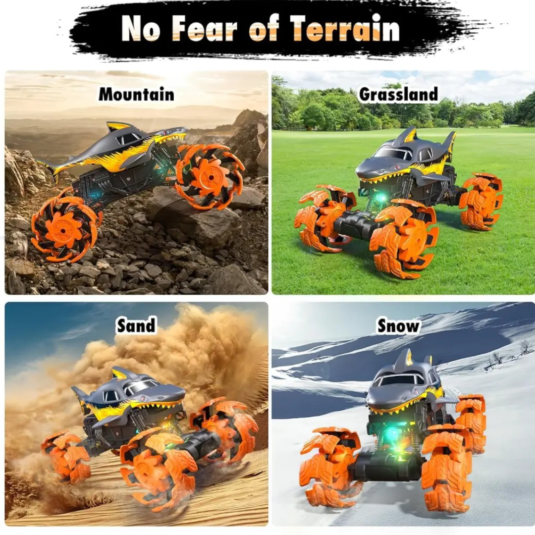 TOYS Hark Vehicle 6225 – Wind Fire Shark Off-Road RC Car with 360° Drift Stunt, Gesture Sensor, Dual Remote Control, Explosiod 4WD Wheels & Shock Absorbers 2.4G Power Gray & Orange Ages 2+ TOYS Hark Vehicle 6225 – Wind Fire Shark Off-Road RC Car with 360° Drift Stunt, Gesture Sensor, Dual Remote Control, Explosiod 4WD Wheels & Shock Absorbers 2.4G Power Gray & Orange Ages 2+