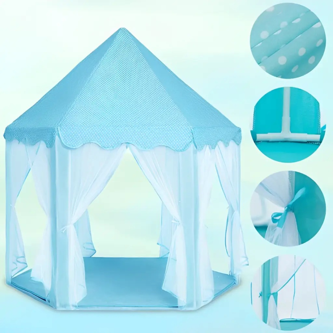 Blue Play Tent House for Kids – Large Indoor/Outdoor Foldable Playhouse with Windows & Doors Lightweight & Portable Ideal for Roleplay, Reading & Quiet Time Easy Setup