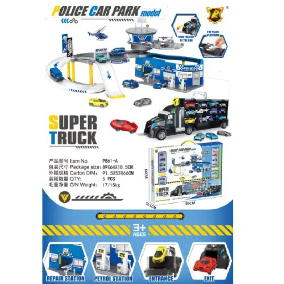 Electric Car Track Super Police Car Parking Toy – Super Truck Police Car Park Playset with 30 PCS Multi-Level Parking Garage, Tracks & Vehicles ABS Plastic Age 3+ Electric Car Track Super Police Car Parking Toy – Super Truck Police Car Park Playset with 30 PCS Multi-Level Parking Garage, Tracks & Vehicles ABS Plastic Age 3+