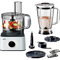 Braun 8-in-1 Food Processor FP0132, 750W – Multifunctional Kitchen System with 2.1L Bowl & 1.8L Blender, Chop, Slice, Grate, Whisk, Knead, and Puree – Stainless Steel Blades