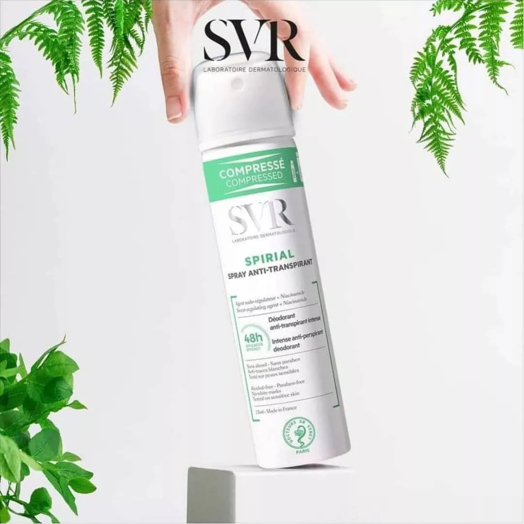 SVR Spirial Spray Antiperspirant 75ml – Intense 48-Hour Protection with Aluminium Chlorohydrate, Niacinamide & Triethyl Citrate – High-Tolerance Deodorant Spray for Sensitive Skin
