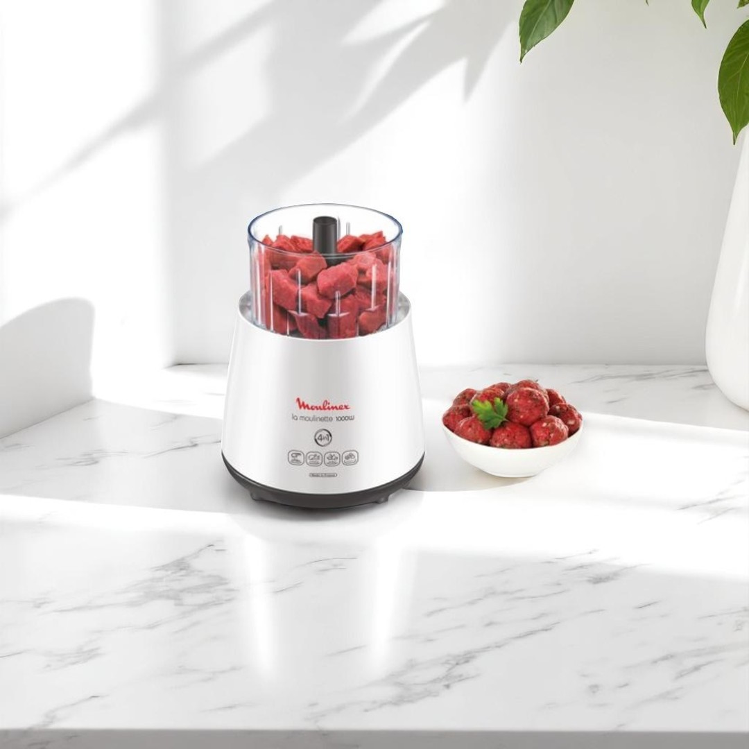 MOULINEX MULTI MOULINETTE , 4 in 1 Chopper exclusive powelix blade technology,Ultra powerful motor 1000W & motor protection system White MOULINEX MULTI MOULINETTE , 4 in 1 Chopper exclusive powelix blade technology,Ultra powerful motor 1000W & motor protection system White