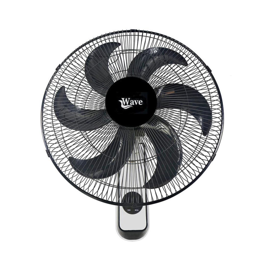 WAVE 18-Inch Wall Fan 4W1849R 80W High-Power Oscillating Wall-Mounted Fan with Remote Control, 3 Speeds, 3 Wind Modes, 7.5-Hour Timer Quiet Operation & 6-Blade Airflow with Metal Grill Guard