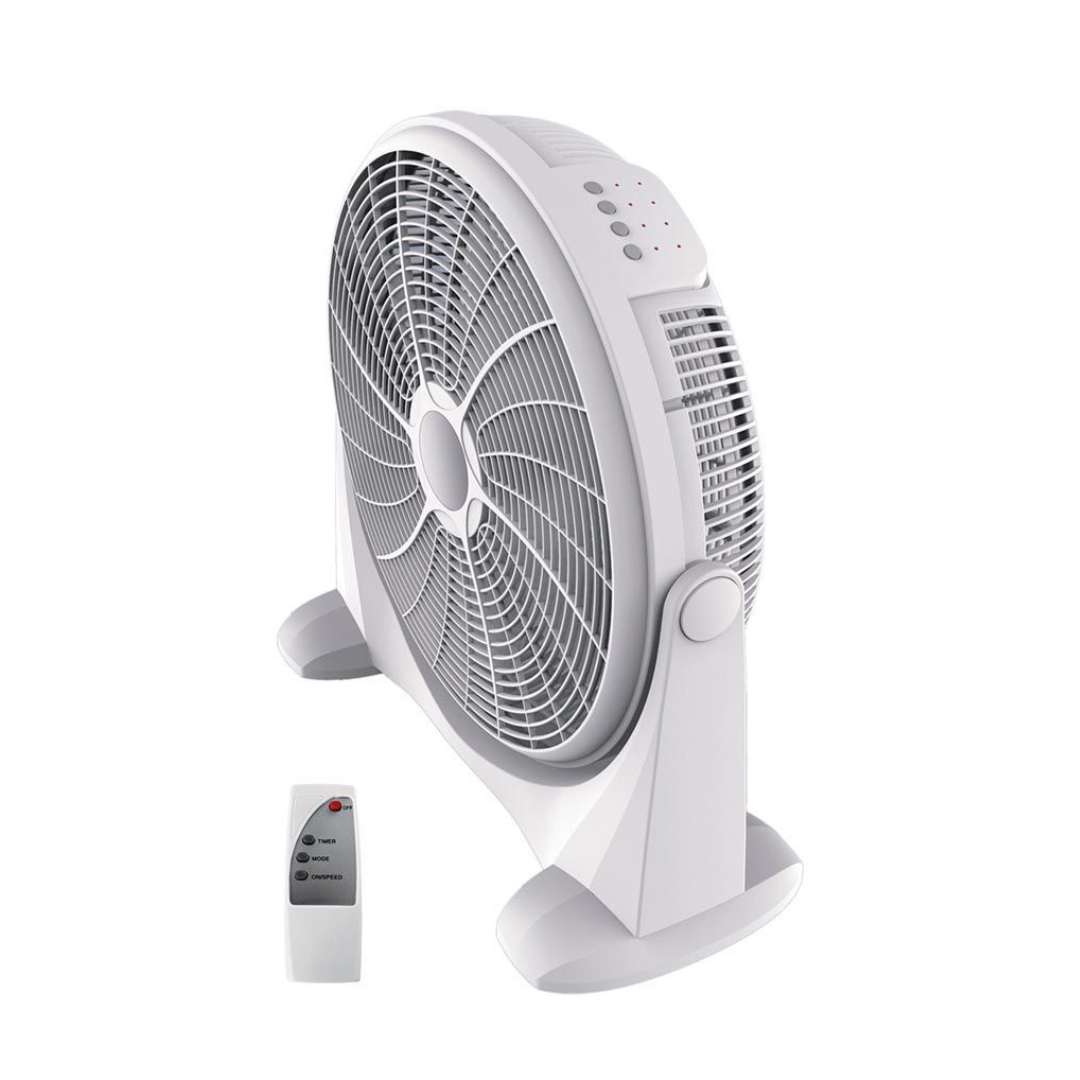 Wave 20-Inch Box Fan BF-2092R High-Power 80W Box Fan with Remote Control, 3 Speeds, 7.5-Hour Timer & 5-Blade Design Compact, Quiet, and Efficient Air Circulation Fan with Full Plastic Injection Body